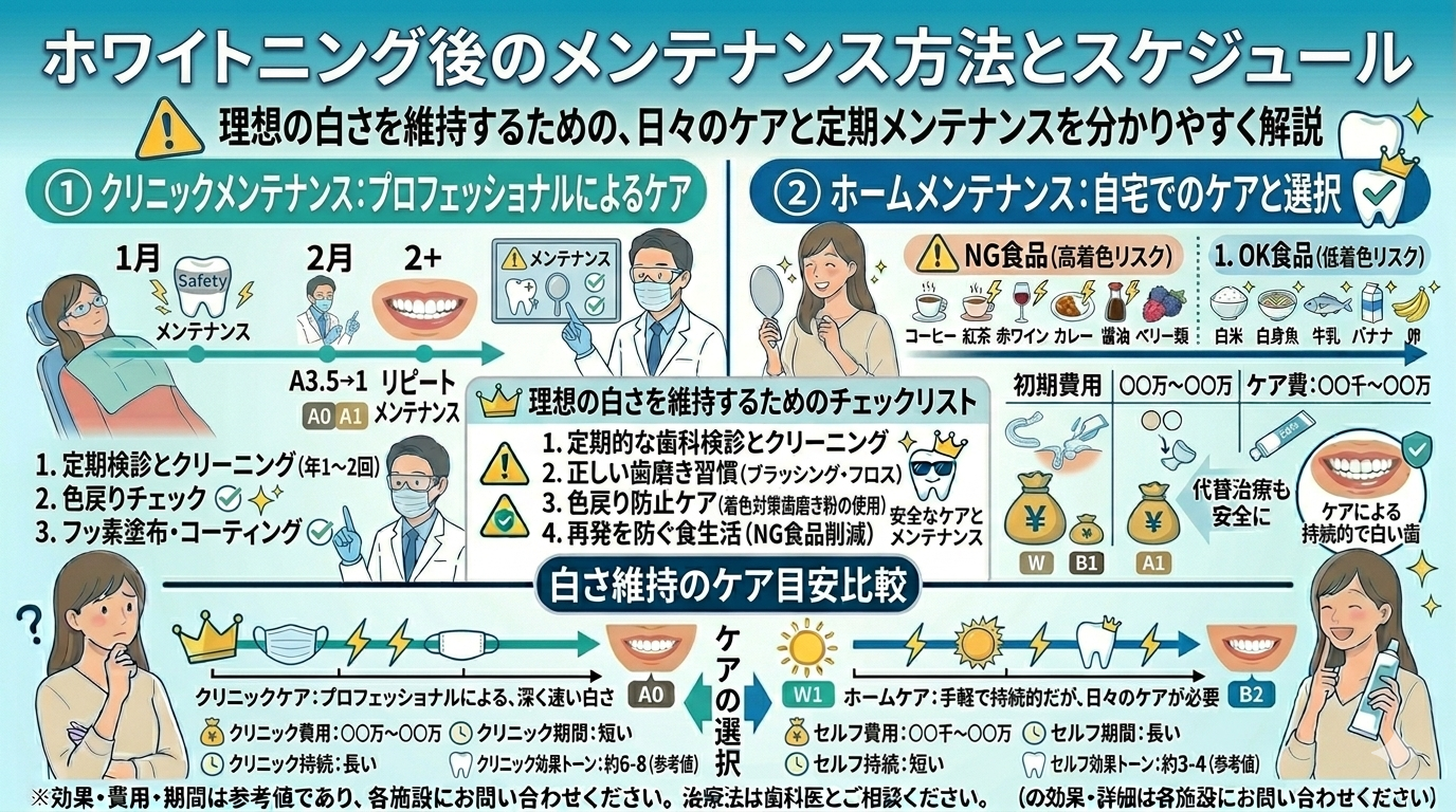 ホワイトニング後のメンテナンス方法とスケジュール